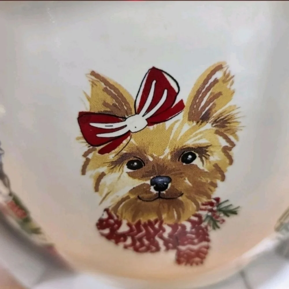 4pc Christmas Pug Boston Terrier Lab Yorkie Dog Mixing Bowl Spatula Spoon Wisk
